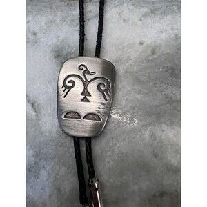 Southwestern Native Style Bird Bolo Tie By Florenta  Leather Braided Tie W/ Tips